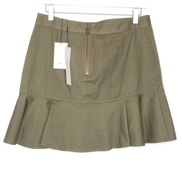 Veronica Beard Army Green Ruffle Mini Skirt - Picture 4 of 8